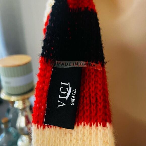 VICI‎ NWOT Christmas sweaters fall striped Megan Twist back v neck sweater - Picture 3 of 7